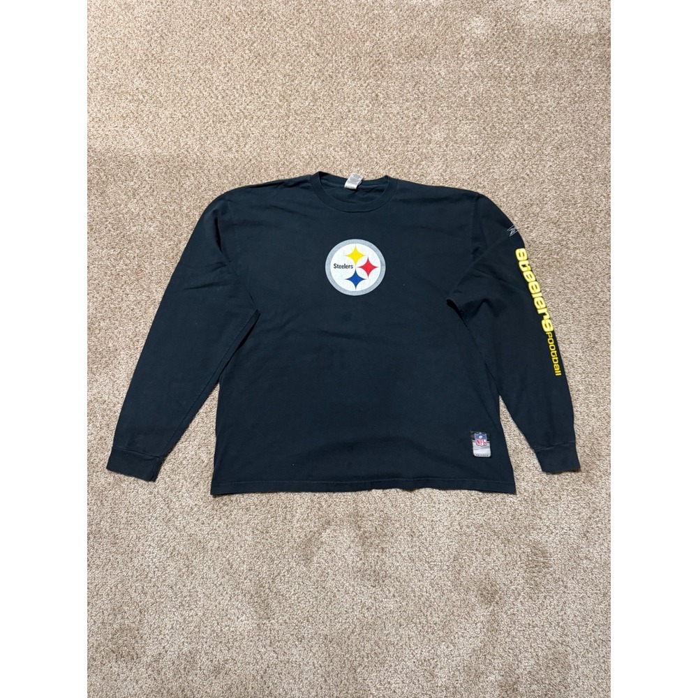 Reebok Pittsburgh Steelers Shirt Mens‎ 2XL Black Long Sleeve NFL Football Logo